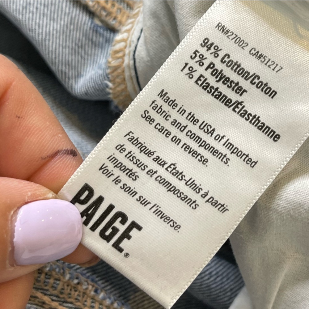 Paige Jacqueline Straight Distressed Patchwork Cropped Jeans size 27 - Picture 12 of 14